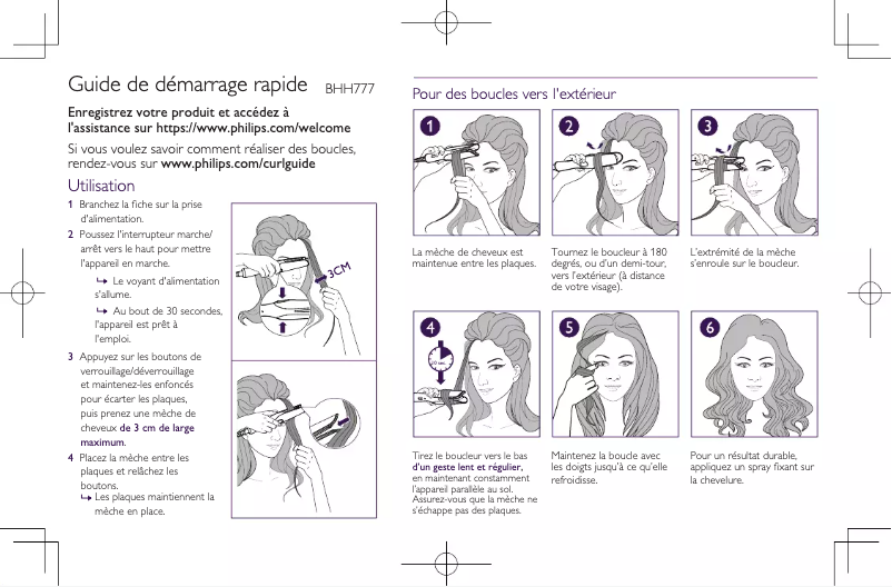 Page 1 de la notice Guide de démarrage rapide Philips EasyCurler BHH777