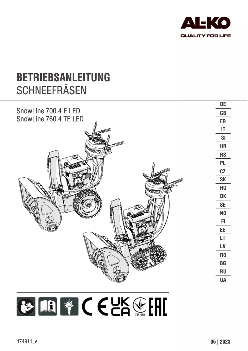Image de la première page du manuel de l'appareil SnowLine 700.4 E LED