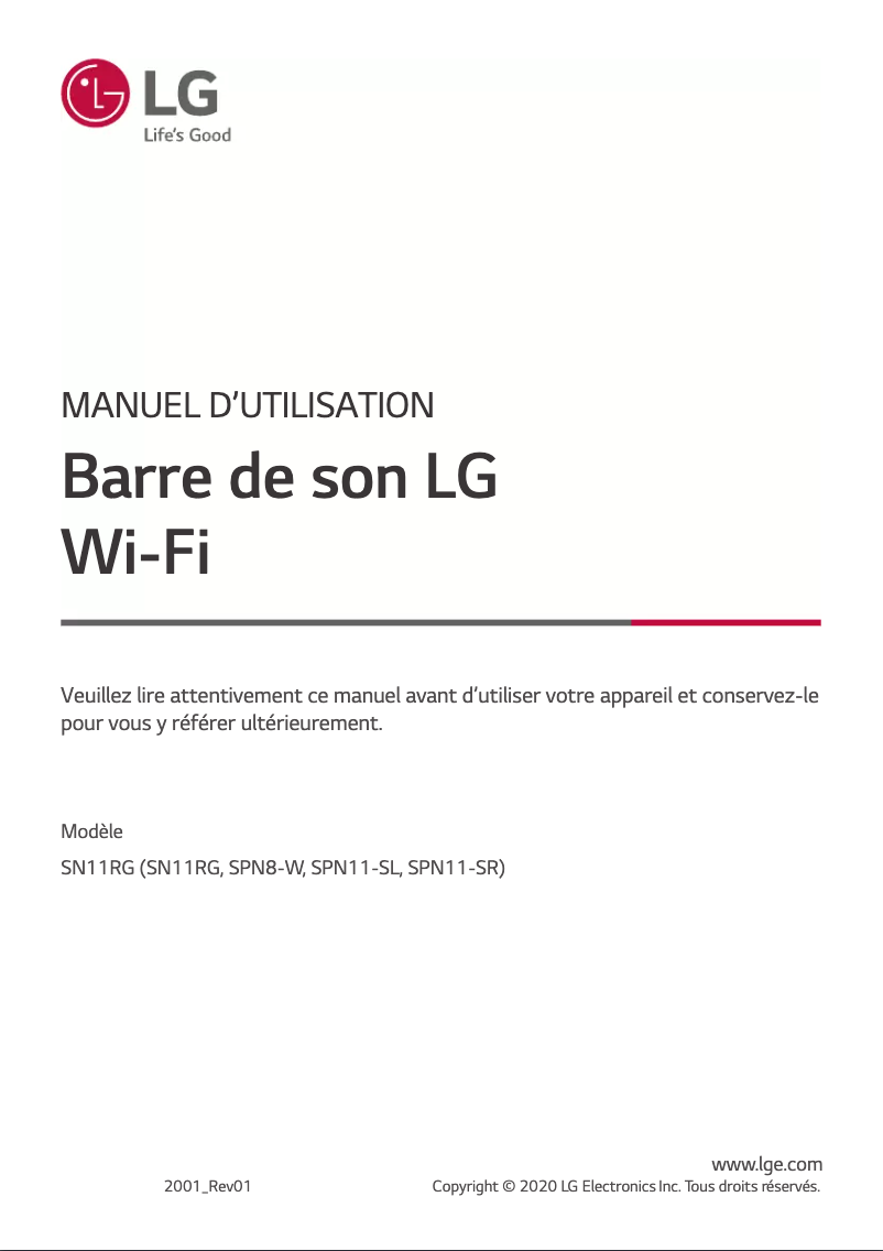 Page 1 de la notice Manuel utilisateur LG SN11RG