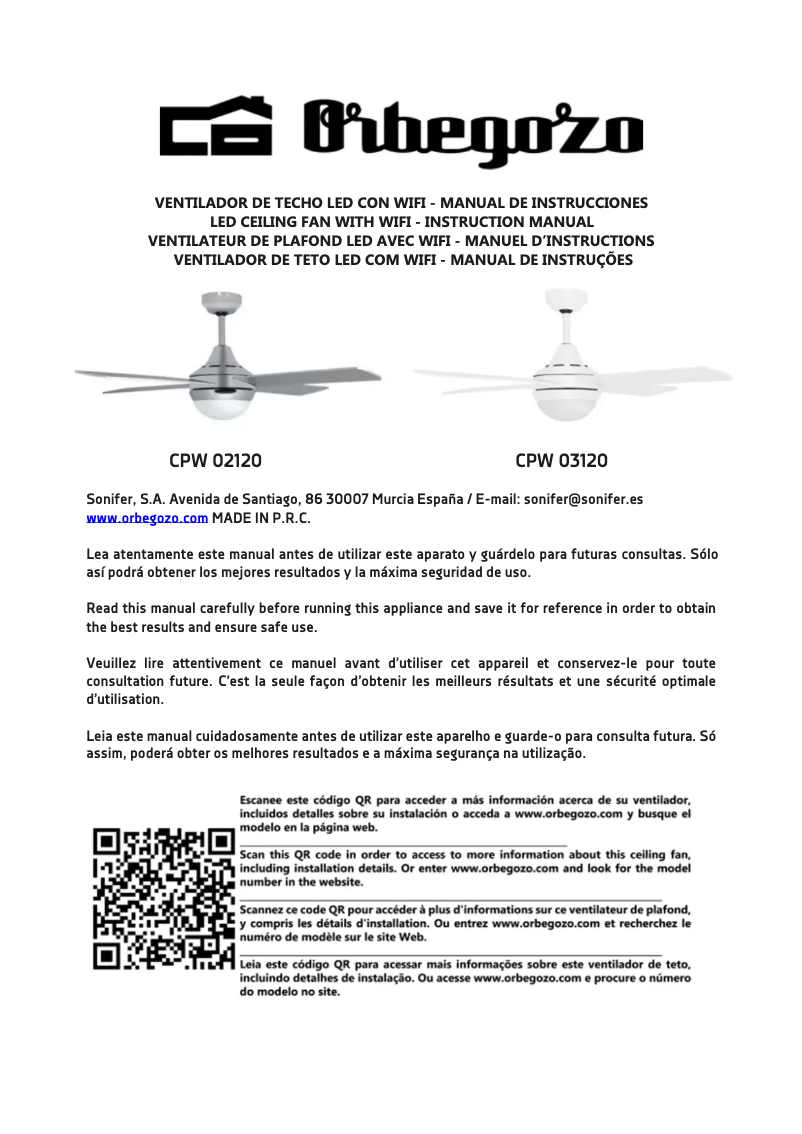 Page n°1 - Manuel utilisateur Orbegozo CPW 02120