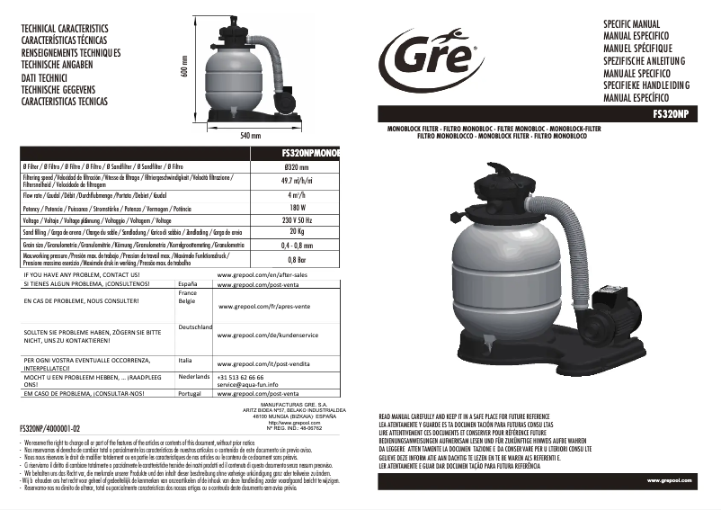 Image de la première page du manuel de l'appareil FS320NP