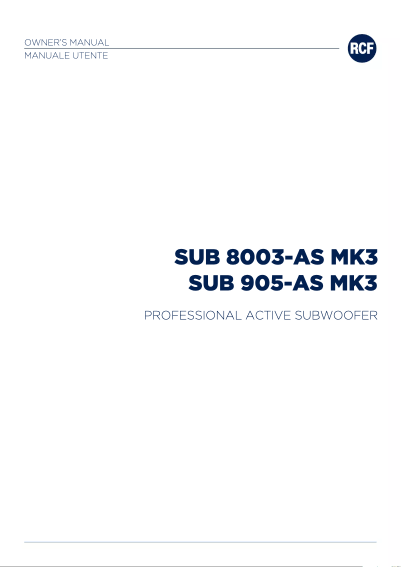 Image de la première page du manuel de l'appareil SUB 905-AS MK3