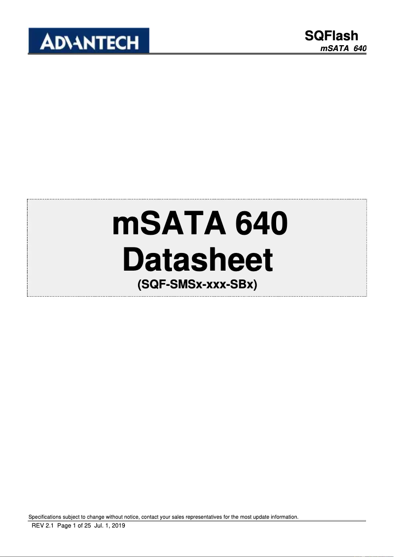 Page n°1 - Manuel utilisateur Advantech SQF-SMS 640