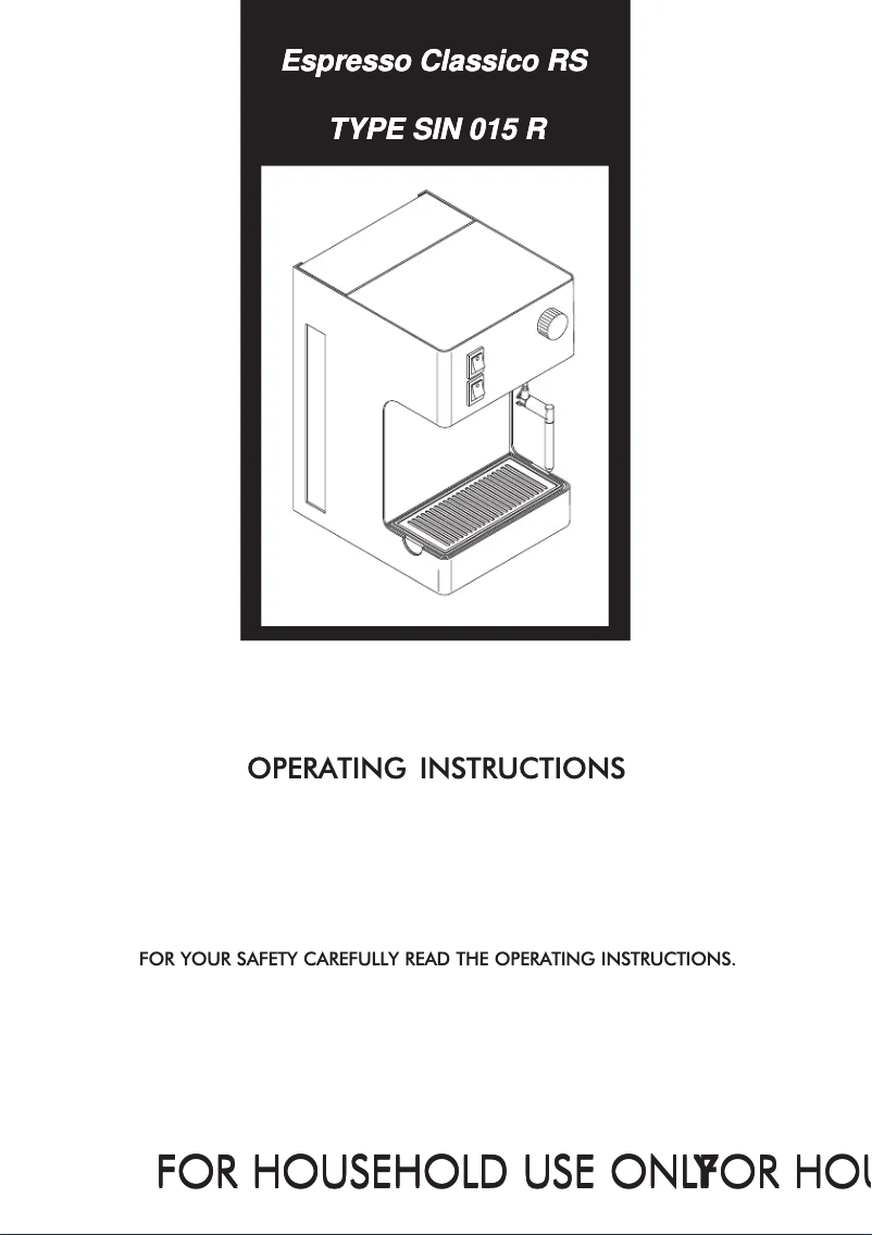 Page 1 of the manual User Manual Philips Saeco Espresso Classico RS SIN015R