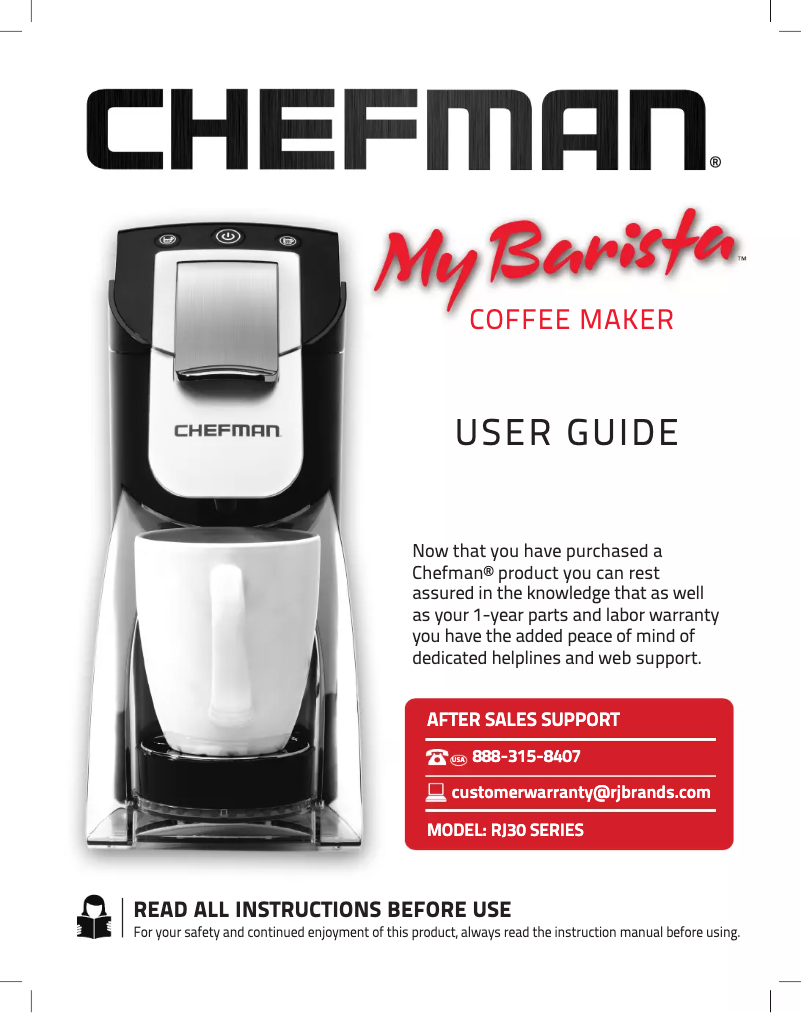 Page n°1 - Manuel utilisateur Chefman My Barista