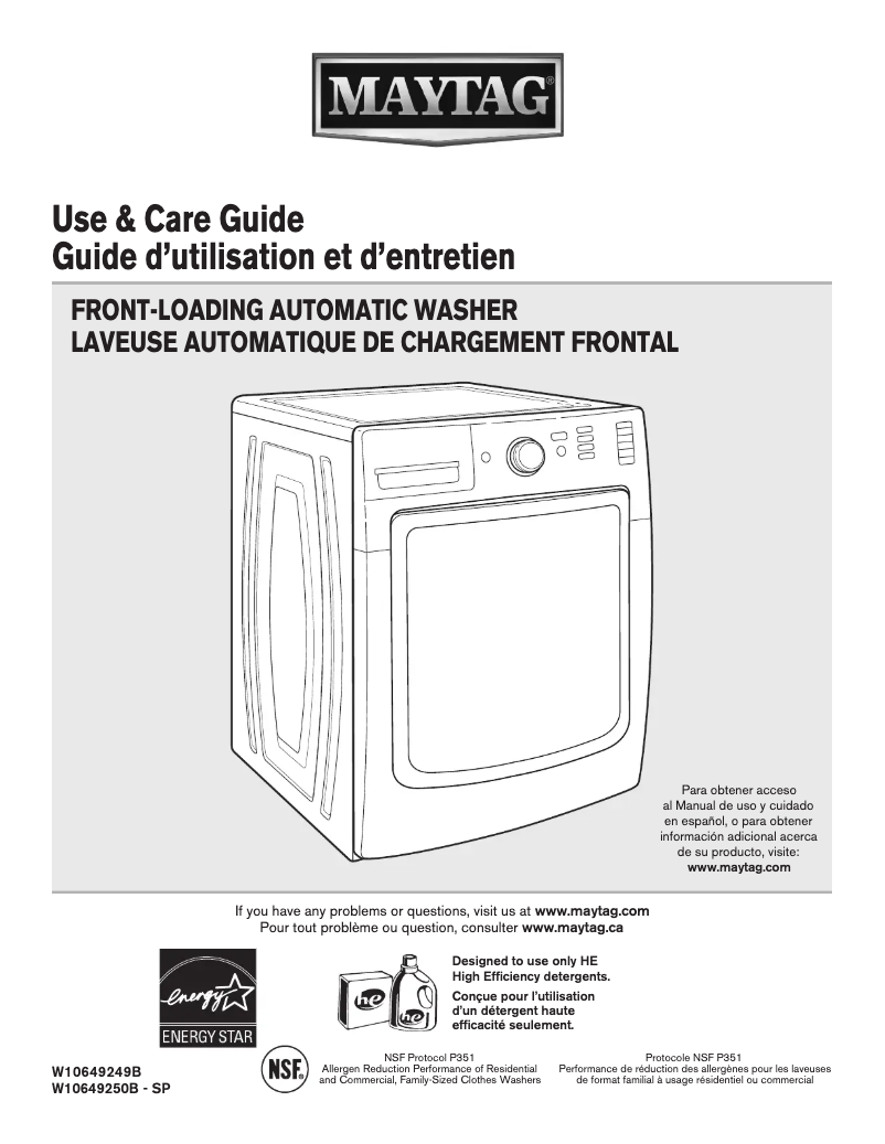 Page n°1 - Manuel utilisateur Maytag MHW4300DW Maxima