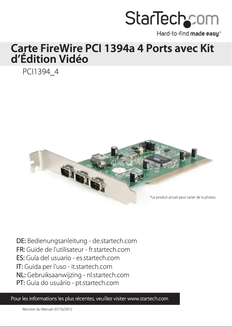 First page image of the manual for PCI1394_4