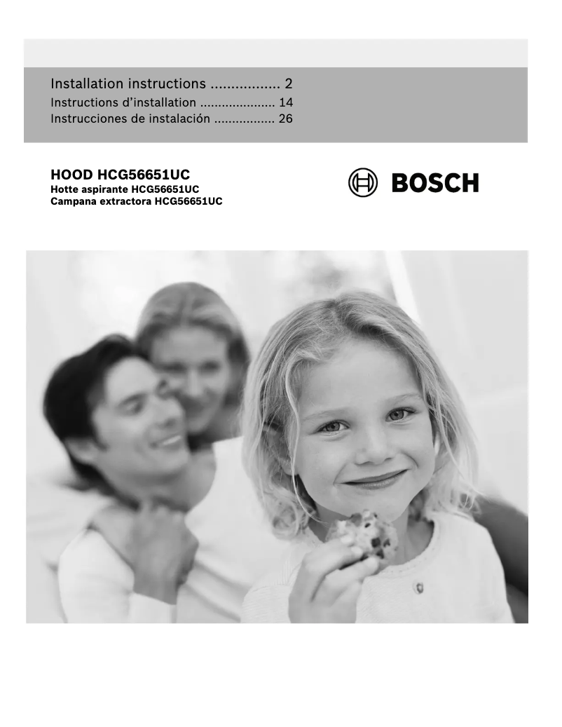 Page 1 of the manual Installation Guide Bosch HCG56651UC
