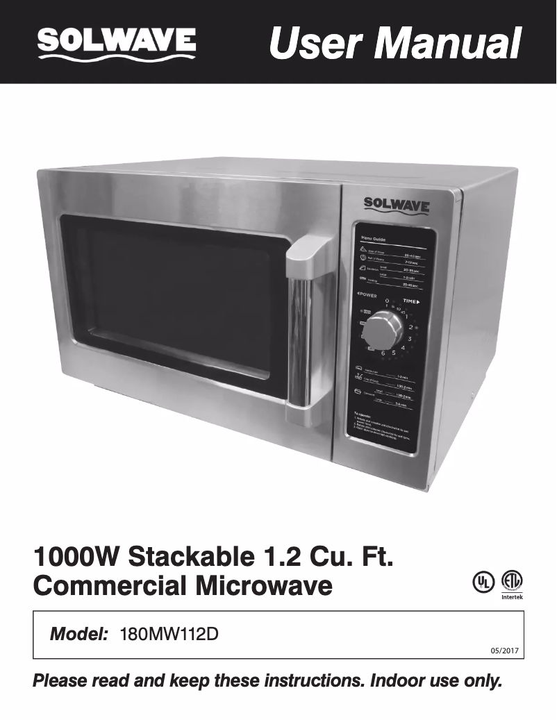 Page n°1 - Manuel utilisateur Solwave 180MW112D