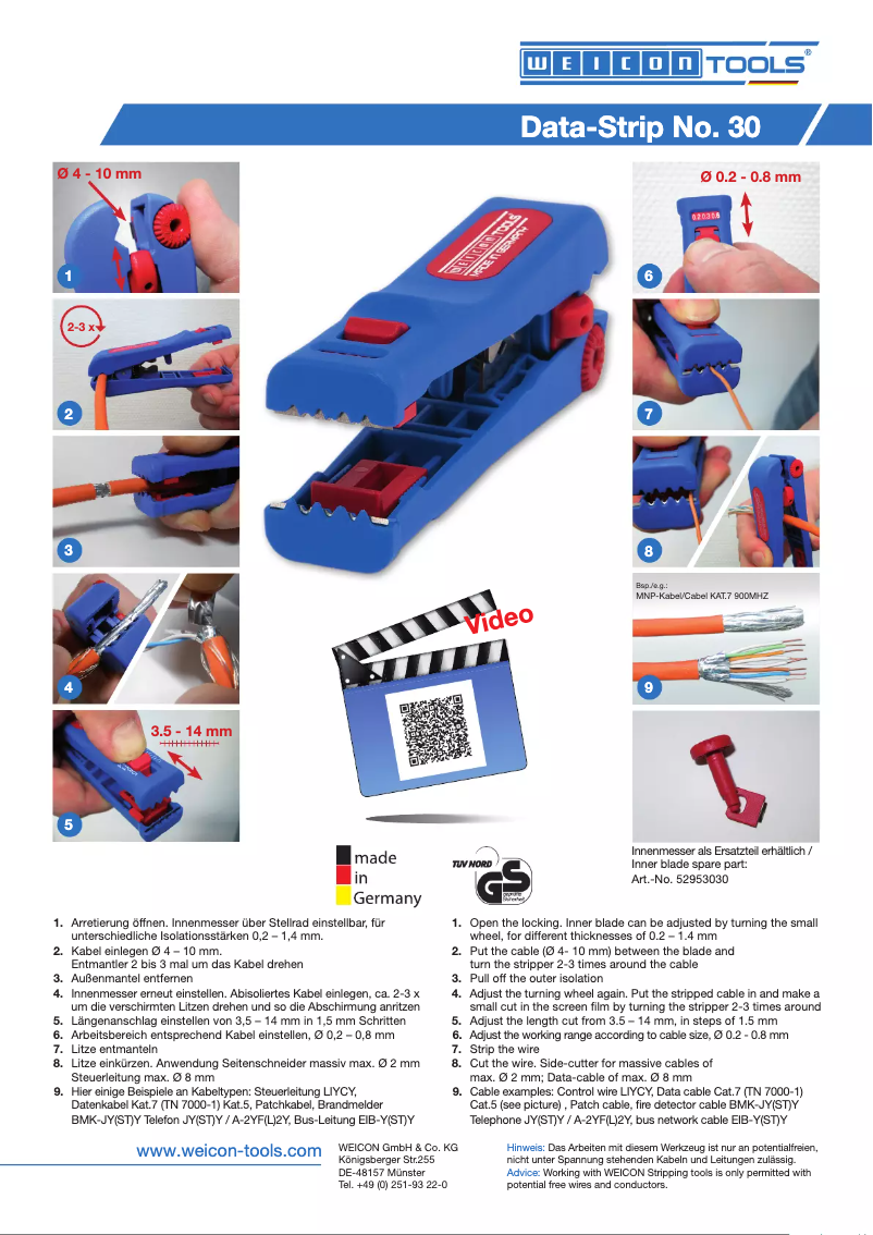 Page 1 de la notice Manuel utilisateur WEICON Data-Strip No. 30