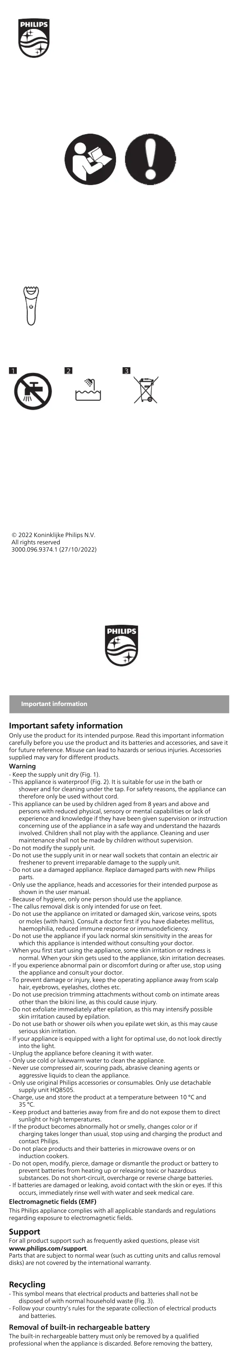 Page 1 de la notice Manuel utilisateur Philips Series 8000 Wet & Dry Advanced BRE710