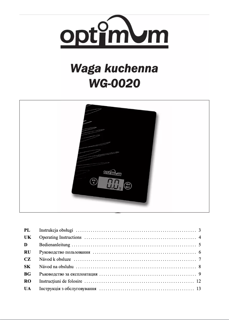 Image de la première page du manuel de l'appareil WG-0020
