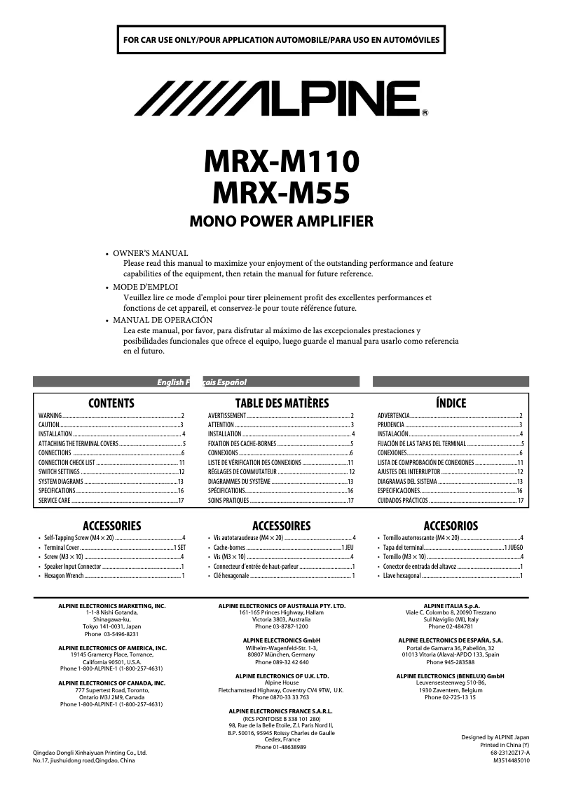 Imagen de la primera página del manual del dispositivo MRX-M55