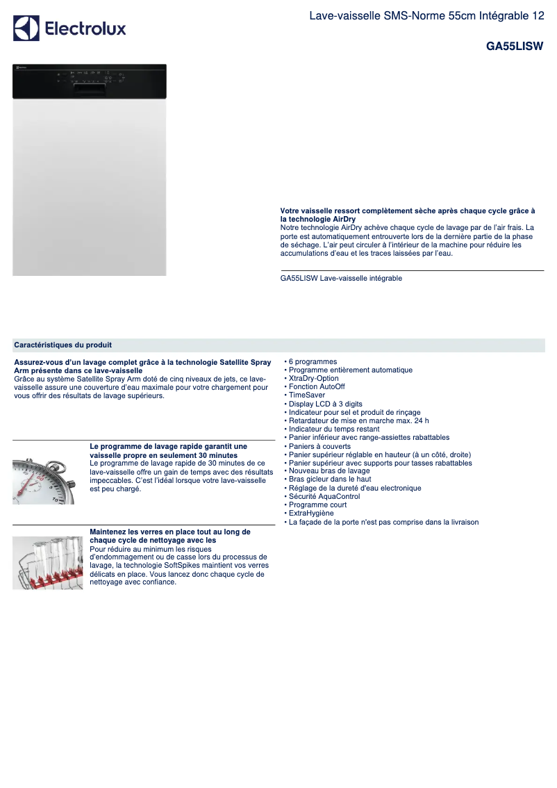 Page n°1 - Fiche technique Electrolux GA55LISW