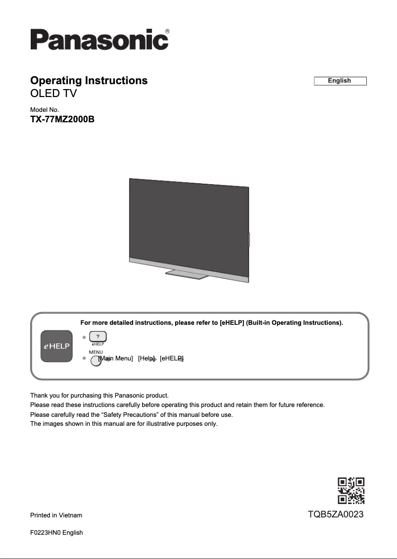 Page 1 de la notice Guide de démarrage rapide Panasonic TX-77MZ2000B