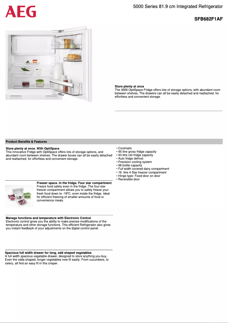 Página 1 del manual Ficha técnica AEG SFB682F1AF