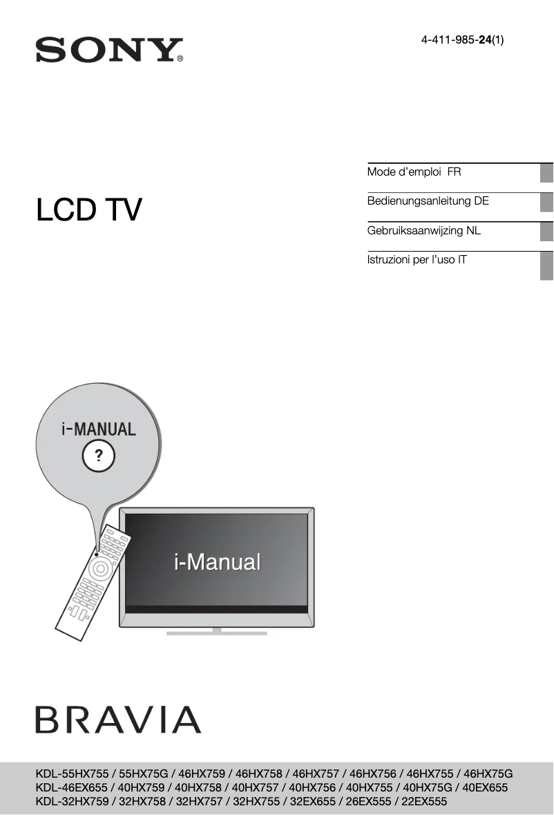 Imagen de la primera página del manual del dispositivo Bravia KDL-46EX655