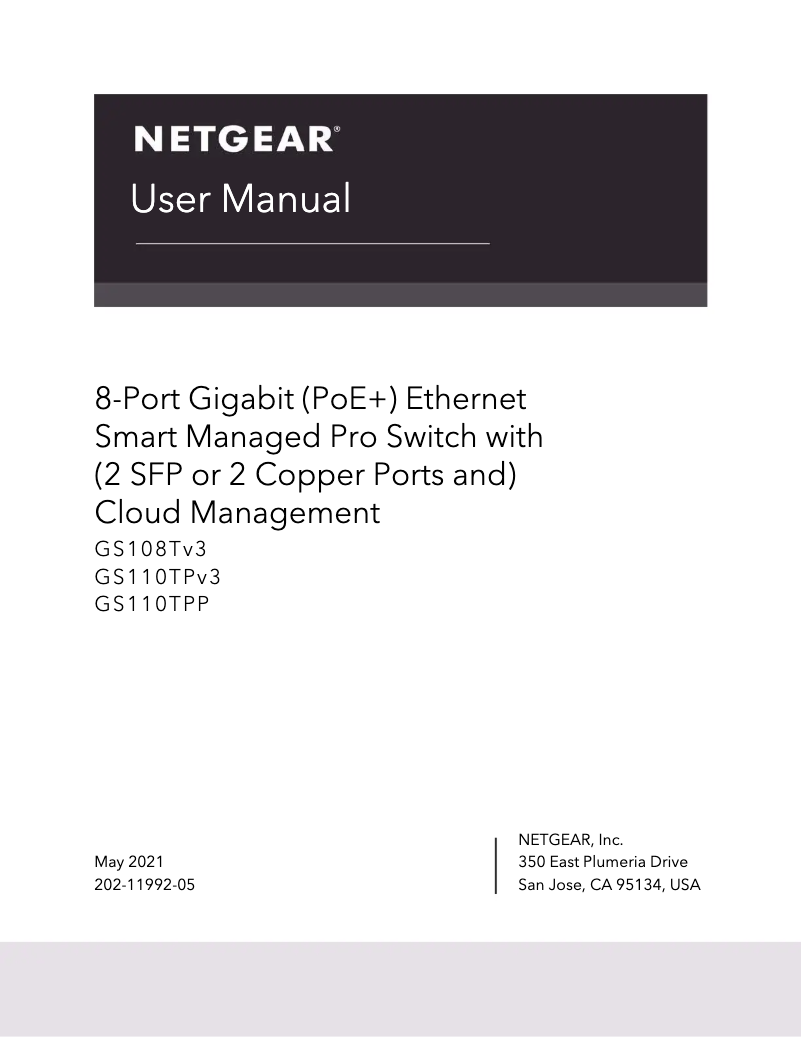 Page n°1 - Manuel utilisateur Netgear GS108Tv3