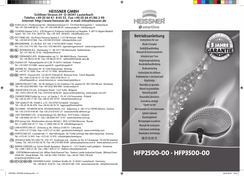 Página 1 del manual Manual de usuario Heissner HFP3500-00