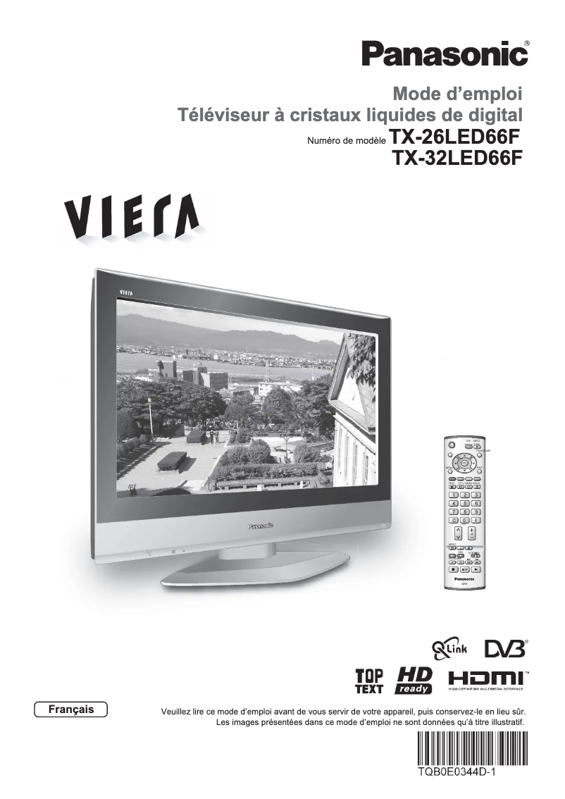 Page 1 de la notice Manuel utilisateur Panasonic Viera TX-32LED66F