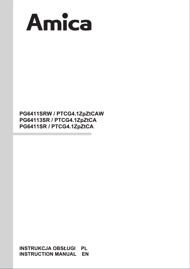 Page n°1 - Manuel utilisateur Amica PG6411SR
