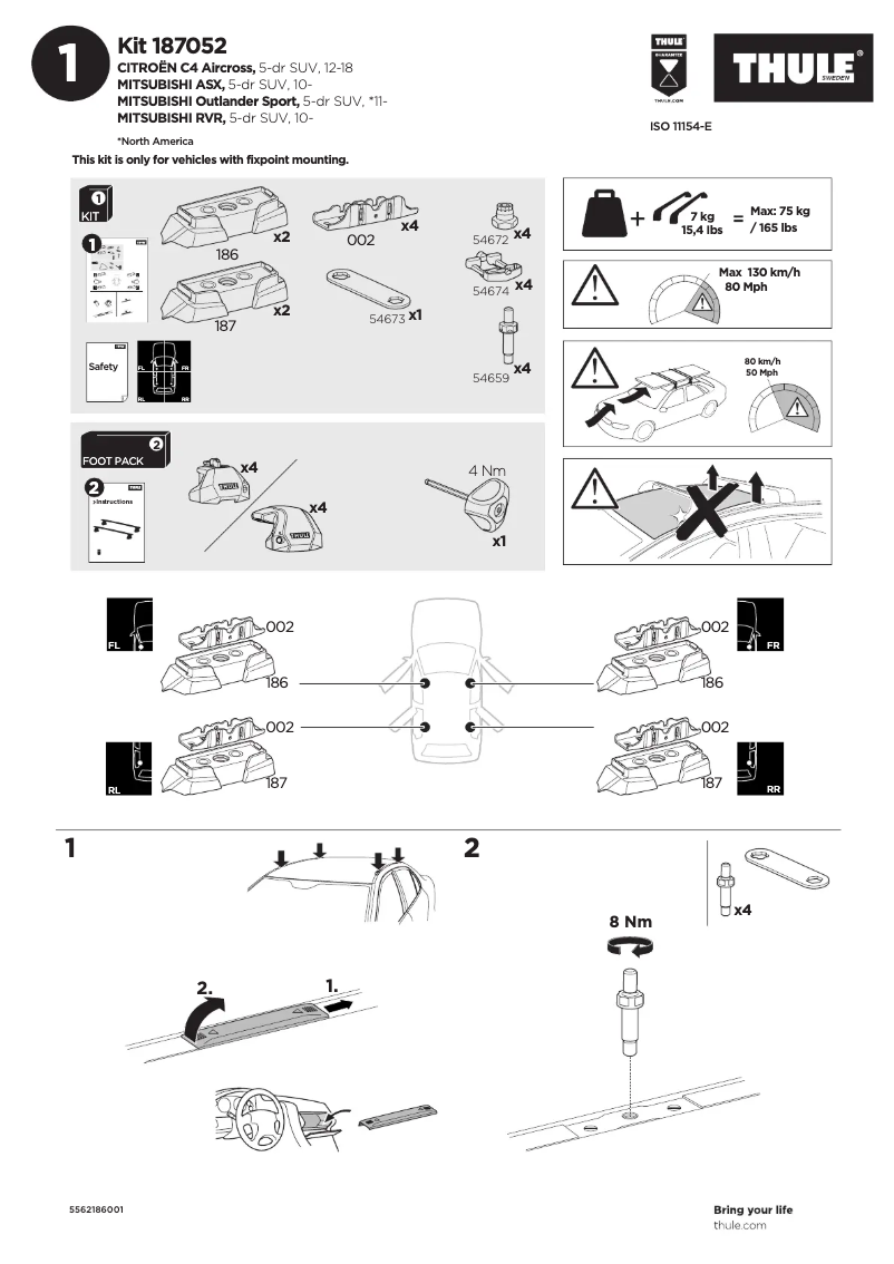 Page n°1 - Manuel utilisateur Thule Kit 187052