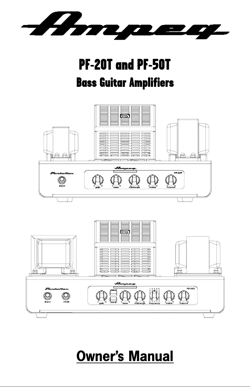 Page 1 de la notice Manuel utilisateur Ampeg PF-50T