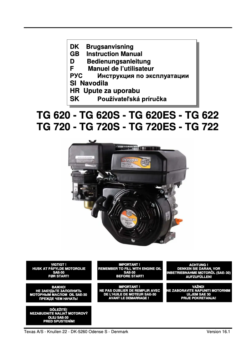 Page 1 de la notice Manuel utilisateur Texas TG720ES