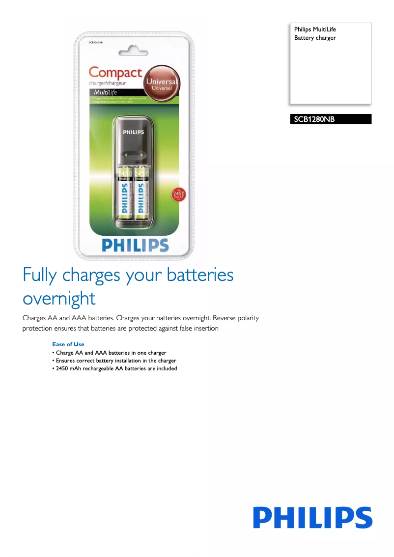 Page 1 de la notice Brochure Philips MultiLife SCB1280NB
