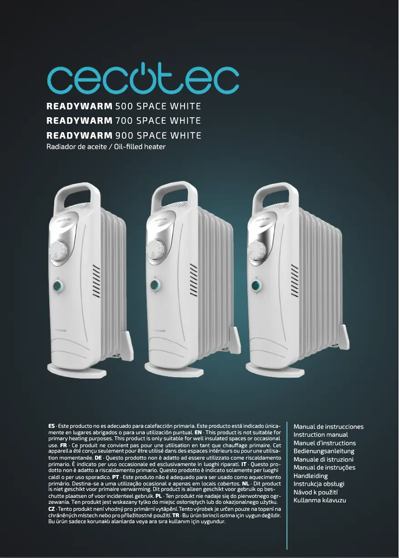 Page 1 de la notice Manuel utilisateur Cecotec ReadyWarm 500 Space