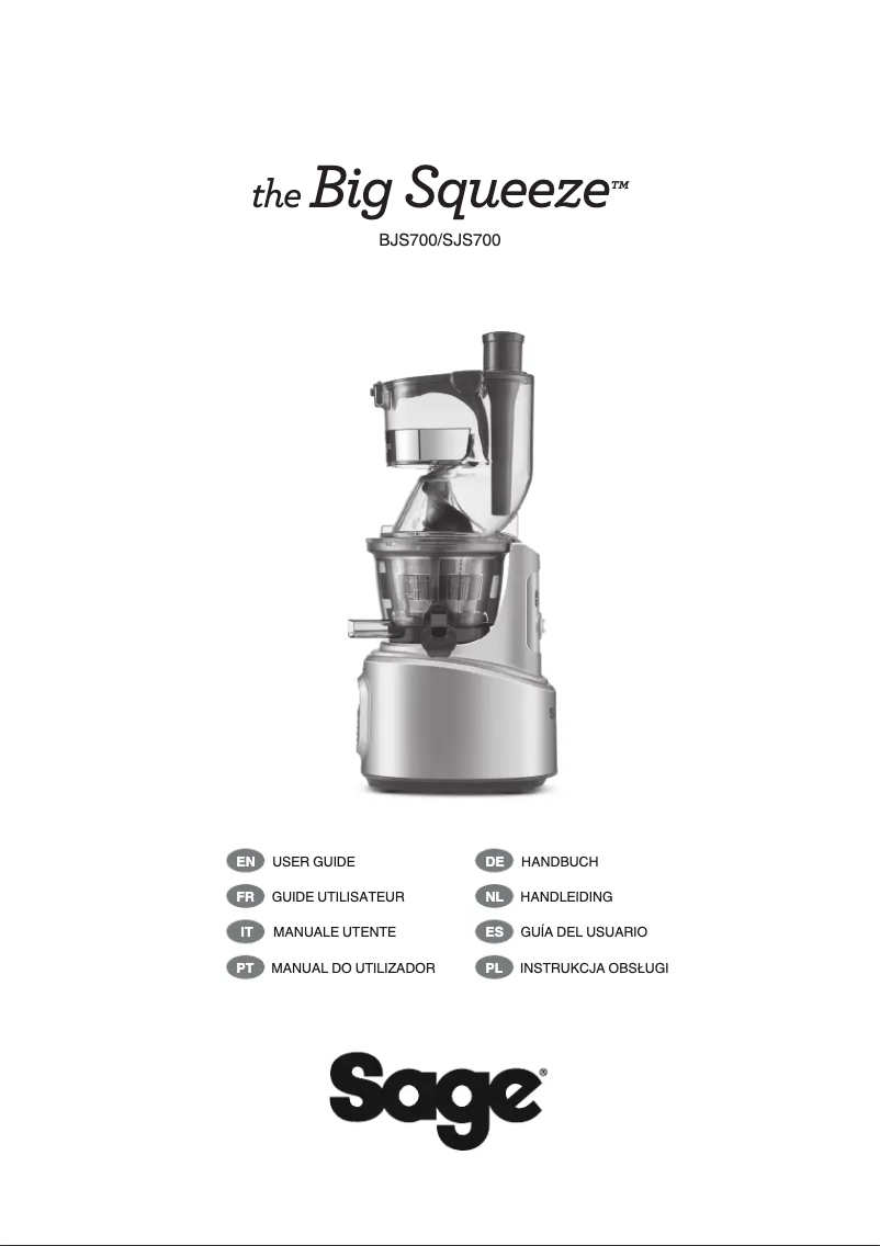 Image de la première page du manuel de l'appareil The Big Squeeze SJS700