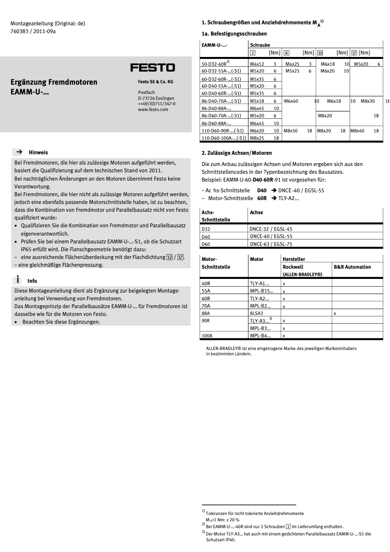 Page 1 de la notice Manuel utilisateur Festo EAMM-U-60-D40-60R-91-S1