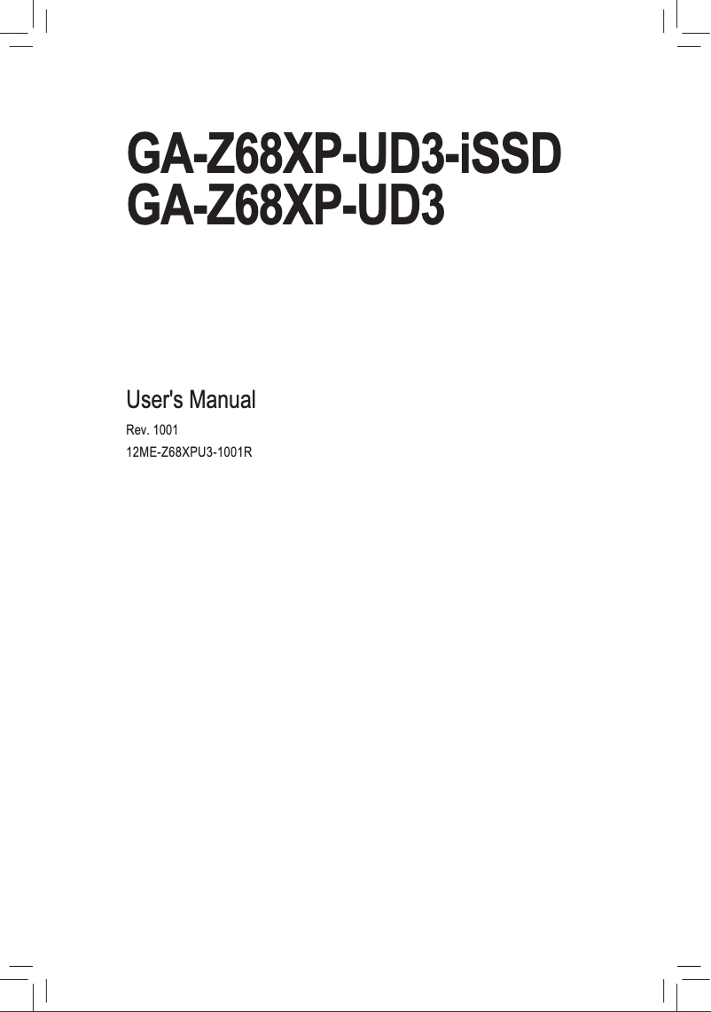 Page n°1 - Manuel utilisateur Gigabyte GA-Z68XP-UD3-iSSD