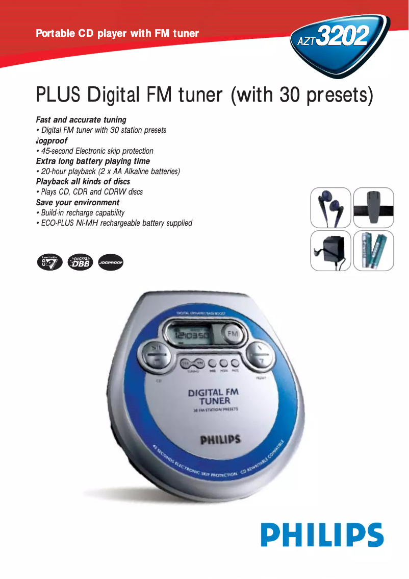 Page n°1 - Fiche technique Philips AZT3202
