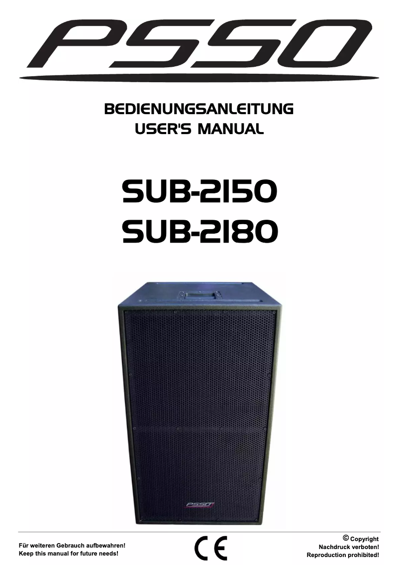 Image de la première page du manuel de l'appareil SUB-2180