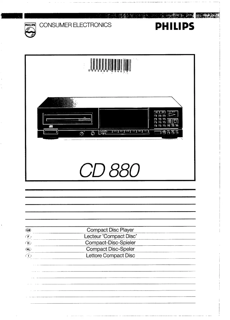 Page n°1 - Manuel utilisateur Philips CD880