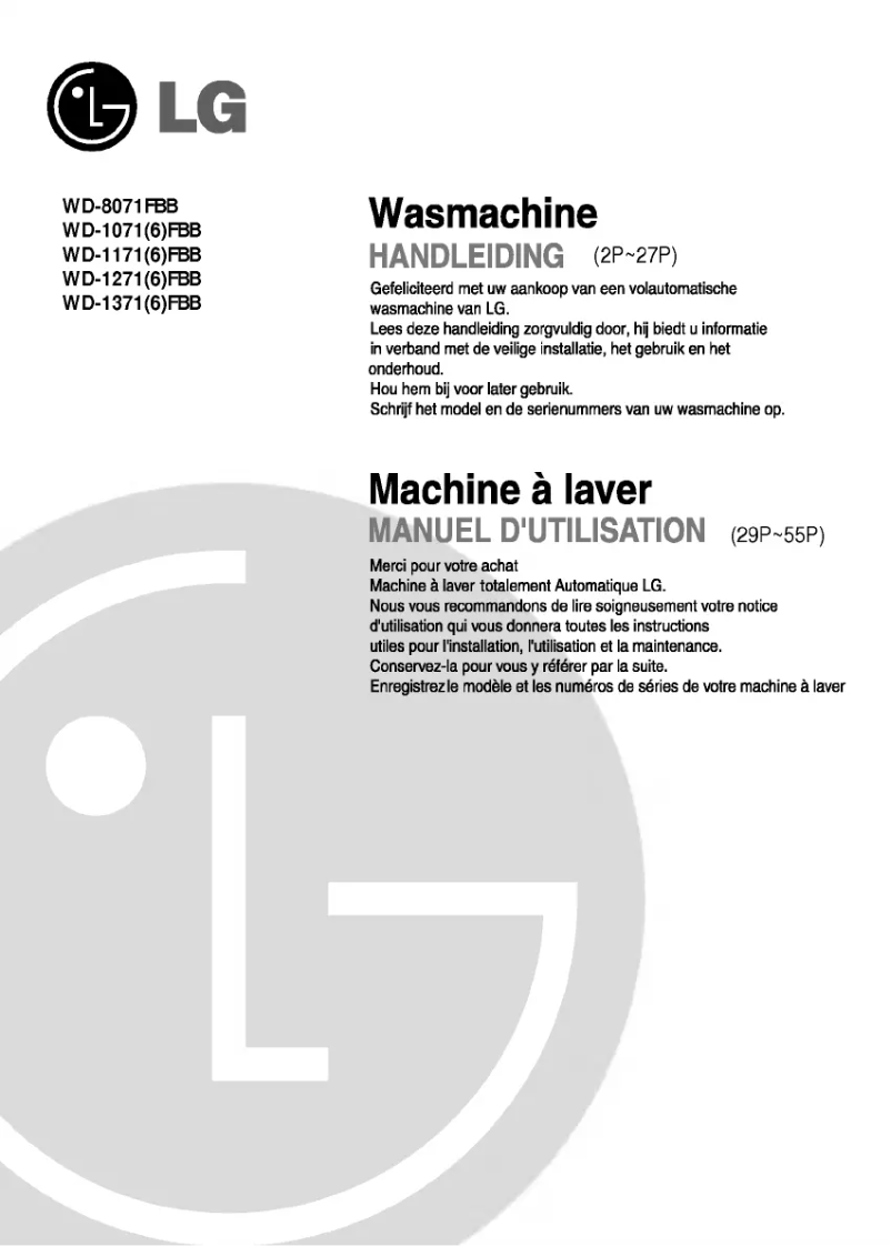 Page n°1 - Manuel utilisateur LG WD-1371FBB