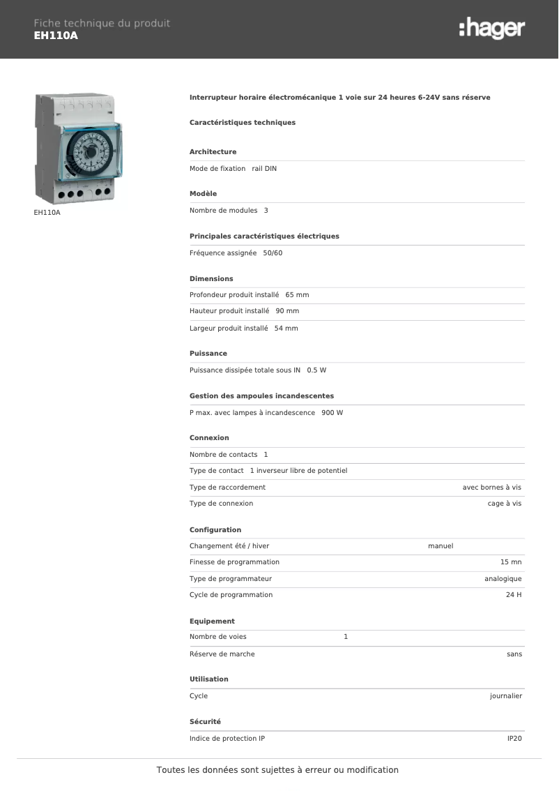 Image de la première page du manuel de l'appareil EH110A