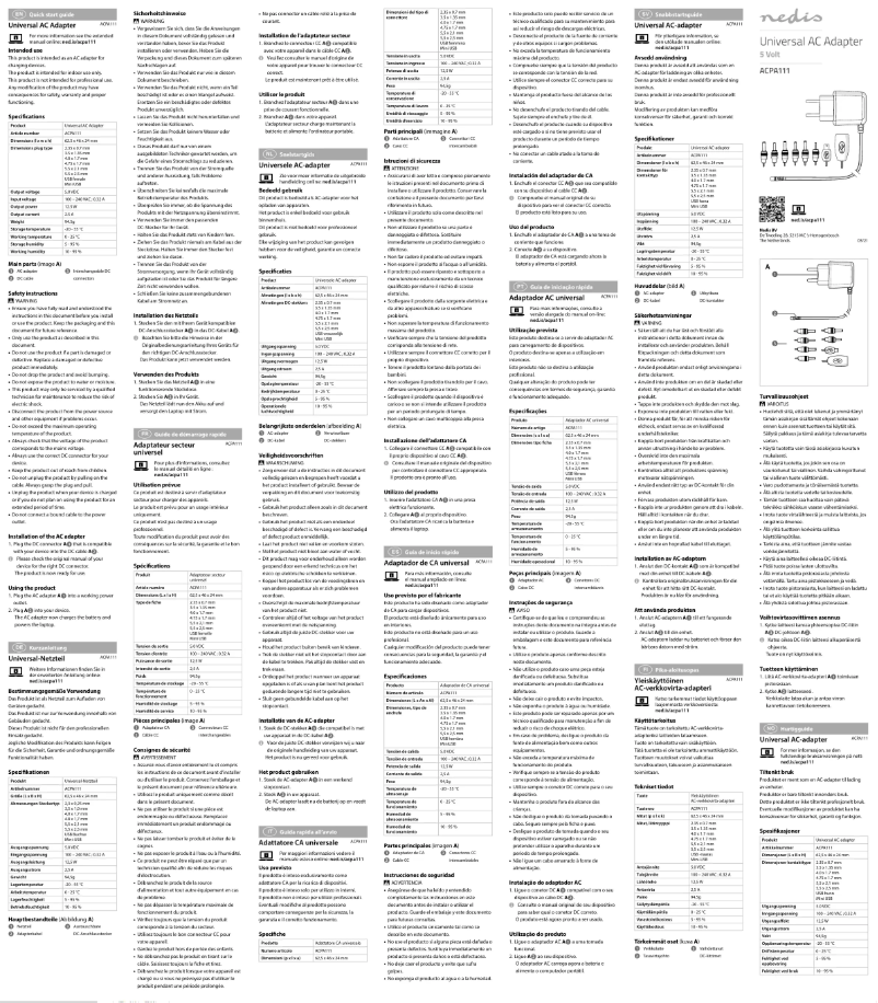 Image de la première page du manuel de l'appareil ACPA111