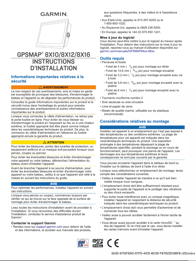 Page n°1 - Guide d'installation Garmin GPSMAP 8616