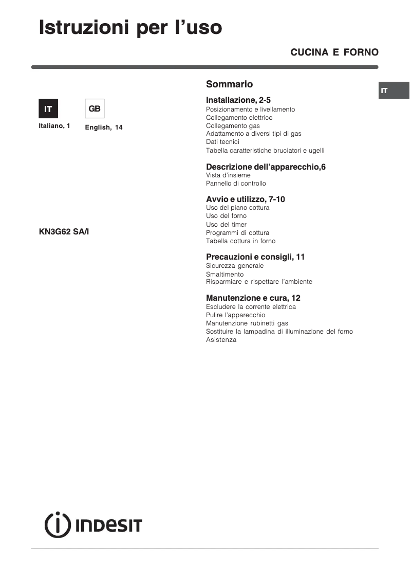 Page n°1 - Manuel utilisateur Indesit KN3G62SA(W)/I
