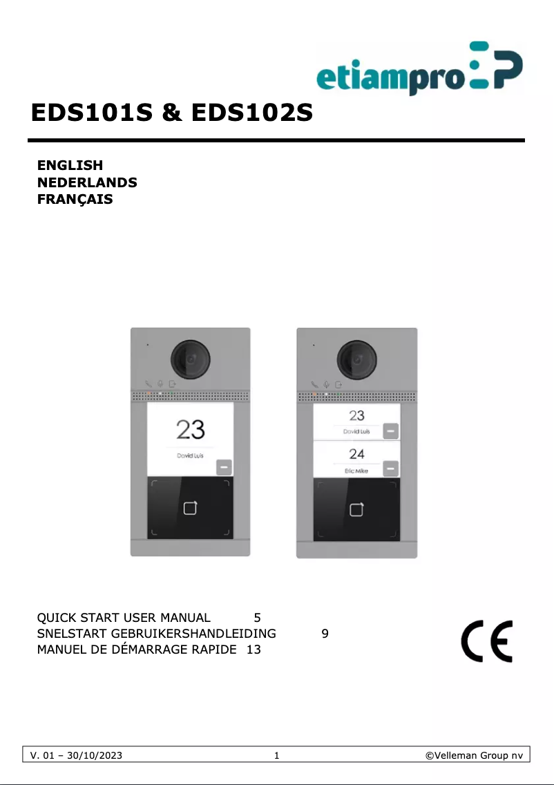 Page 1 de la notice Guide de démarrage rapide EtiamPro EDS101S