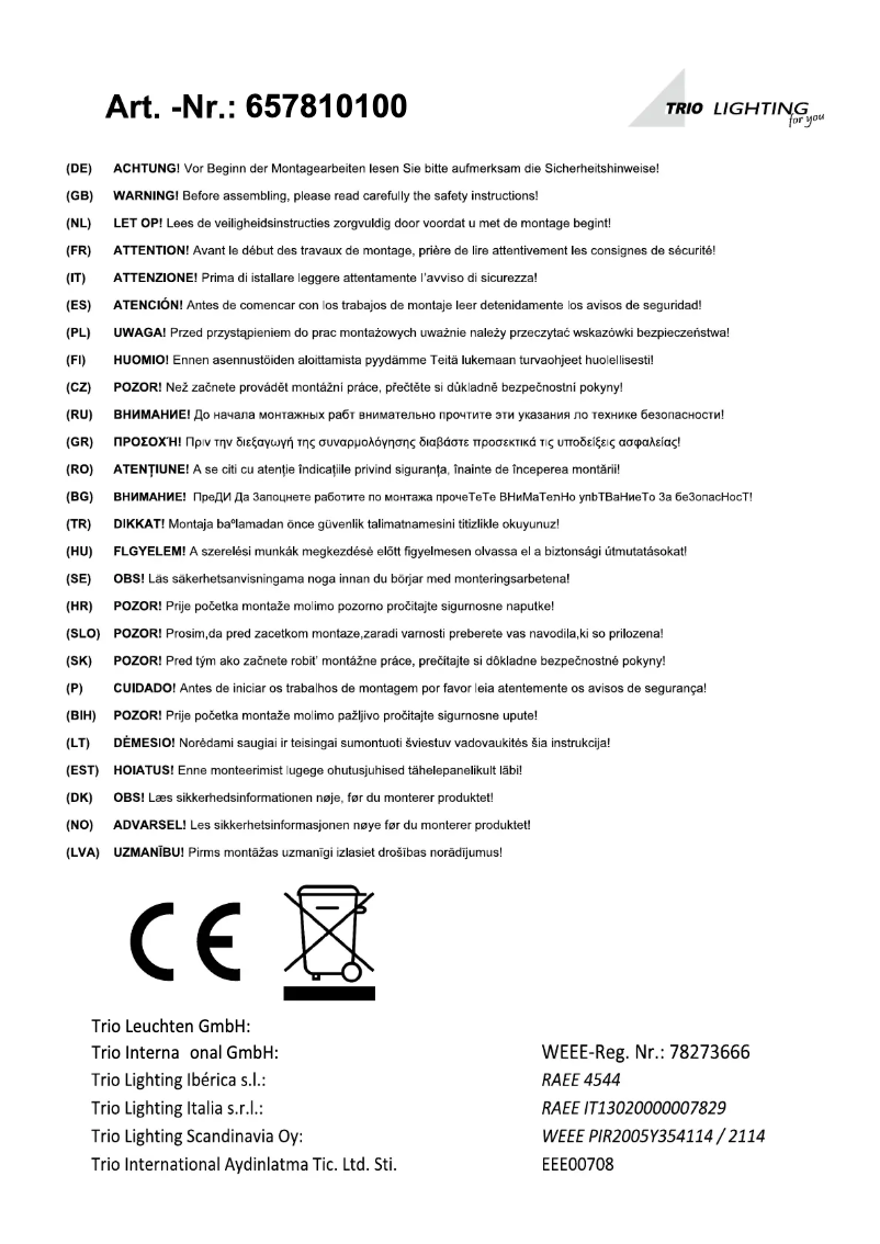 Image de la première page du manuel de l'appareil Condor 657810100
