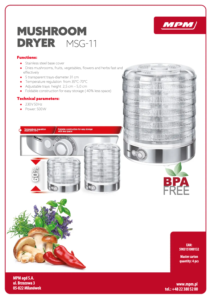Page 1 de la notice Fiche technique MPM MSG-11