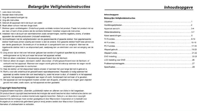 Page 1 de la notice Manuel utilisateur Marquant TV-DVD2071