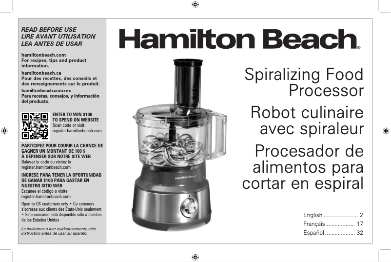 Page n°1 - Manuel utilisateur Hamilton Beach 70735