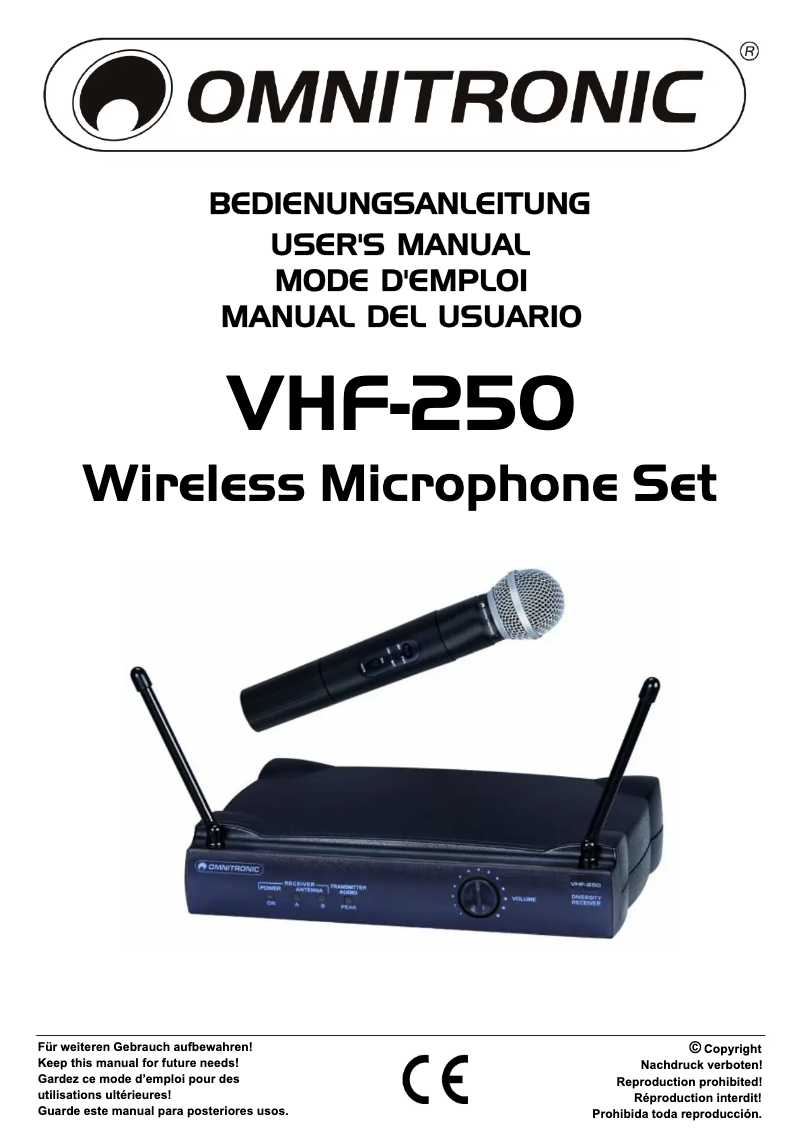 Image de la première page du manuel de l'appareil VHF-250