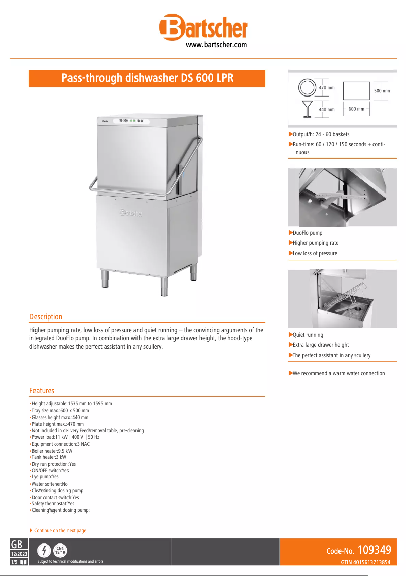 Page n°1 - Fiche technique Bartscher DS 2002