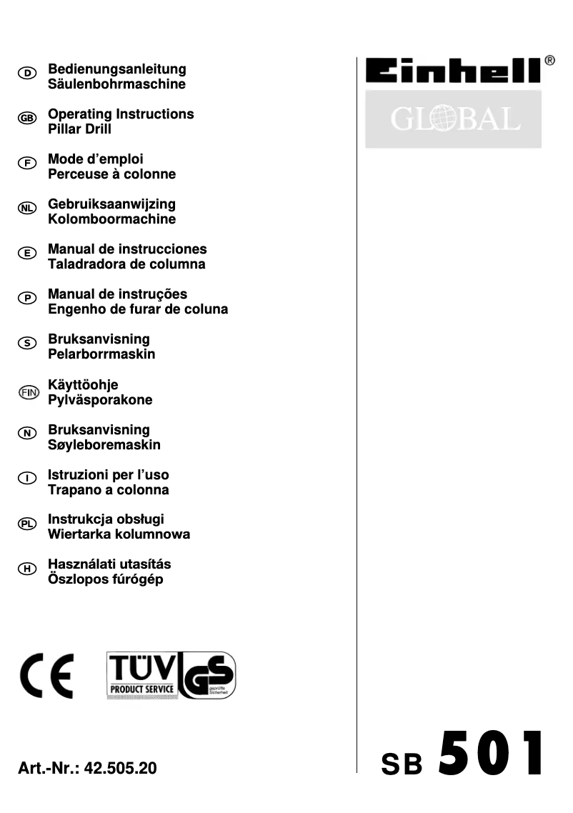Page 1 de la notice Manuel utilisateur Einhell Global SB 501
