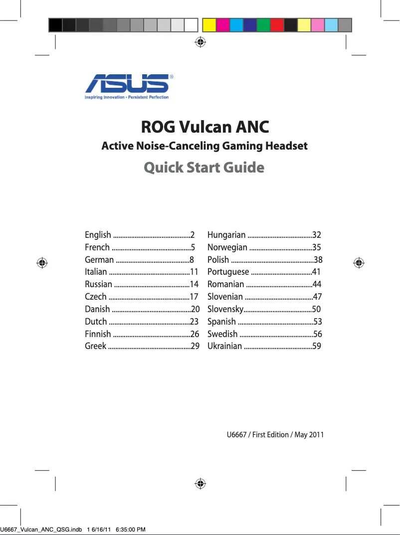 Page 1 de la notice Manuel utilisateur Asus ROG Vulcan ANC
